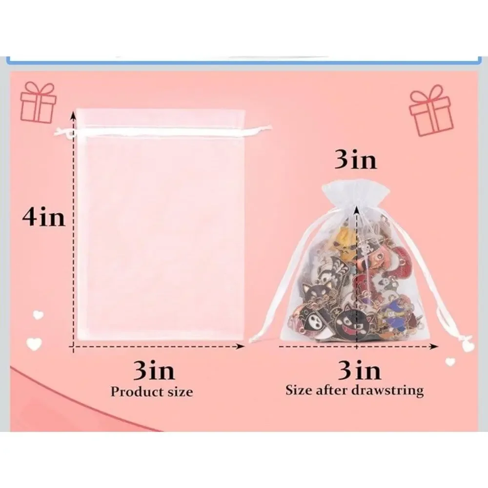 100 Organza Wedding Party Favor Gift Candy Sheer Bags Jewelry Pouch White